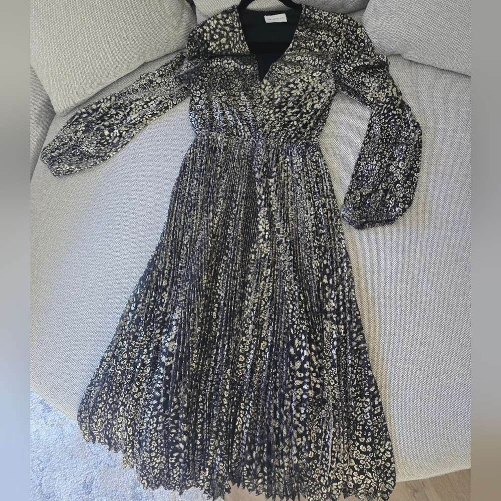 Rebecca Vallance Gold Midi Dress Size 4
